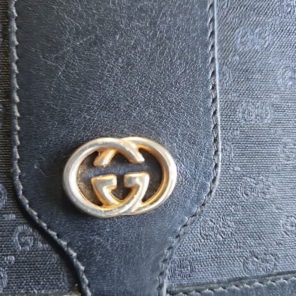 Vintage GUCCI  Crossbody bag Shoulder  micro GG PVC Leather Black/BlackFlap Sn - Picture 8 of 16